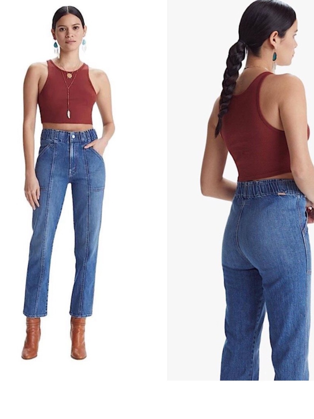 MOTHER Superior The Springy Ankle Straight-Leg Jeans in Medium Blue